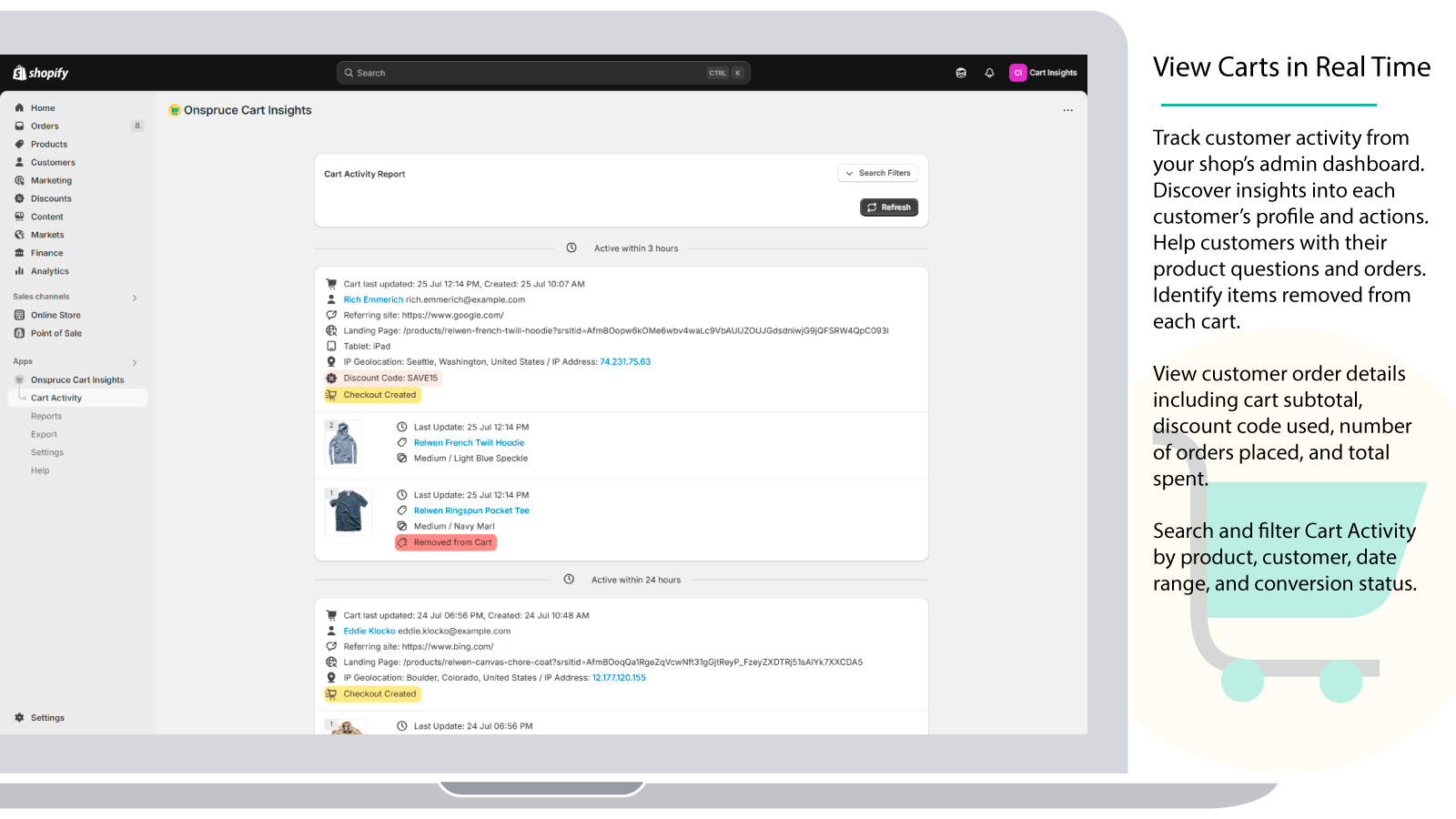 View carts in real time